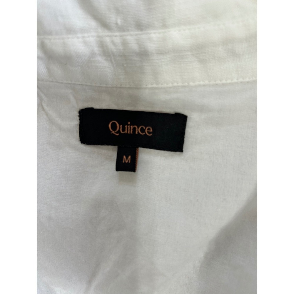 Quince White 100% European Linen Popover Mini Dress M Coastal Vacation Resort - Picture 5 of 8